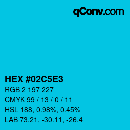 Color code: HEX #02C5E3 | qconv.com