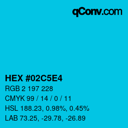 颜色代码: HEX #02C5E4 | qconv.com