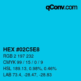 カラーコード: HEX #02C5E8 | qconv.com