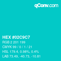Color code: HEX #02C9C7 | qconv.com