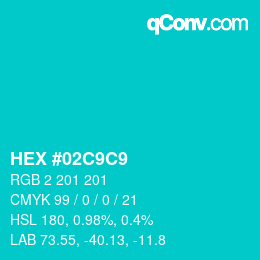 Color code: HEX #02C9C9 | qconv.com