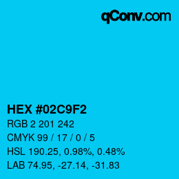 Color code: HEX #02C9F2 | qconv.com