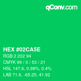 Farbcode: HEX #02CA5E | qconv.com