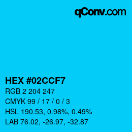 Color code: HEX #02CCF7 | qconv.com