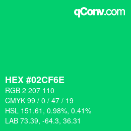 Color code: HEX #02CF6E | qconv.com