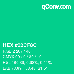 Color code: HEX #02CF8C | qconv.com