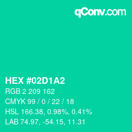 カラーコード: HEX #02D1A2 | qconv.com