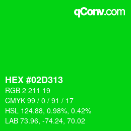 颜色代码: HEX #02D313 | qconv.com