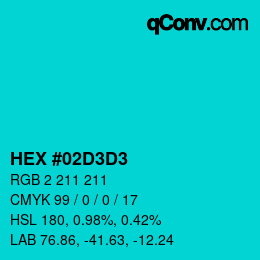Color code: HEX #02D3D3 | qconv.com
