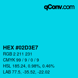 Color code: HEX #02D3E7 | qconv.com