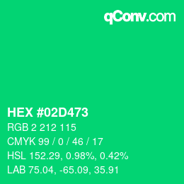 颜色代码: HEX #02D473 | qconv.com