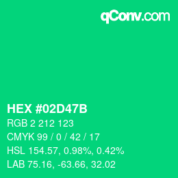 颜色代码: HEX #02D47B | qconv.com