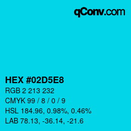 Color code: HEX #02D5E8 | qconv.com