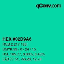 Color code: HEX #02D9A6 | qconv.com