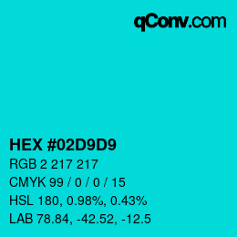 Color code: HEX #02D9D9 | qconv.com
