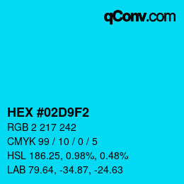 Color code: HEX #02D9F2 | qconv.com