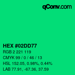 Color code: HEX #02DD77 | qconv.com