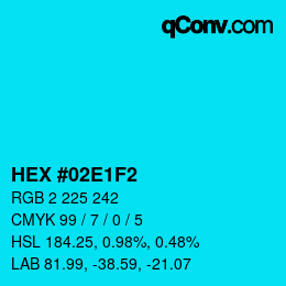 Color code: HEX #02E1F2 | qconv.com