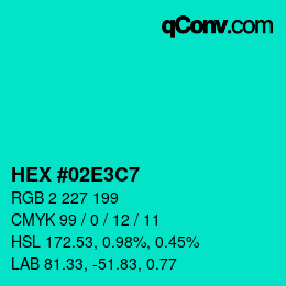 Color code: HEX #02E3C7 | qconv.com