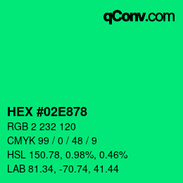 Color code: HEX #02E878 | qconv.com