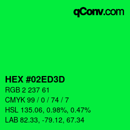 Código de color: HEX #02ED3D | qconv.com
