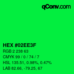 颜色代码: HEX #02EE3F | qconv.com