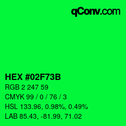 Color code: HEX #02F73B | qconv.com