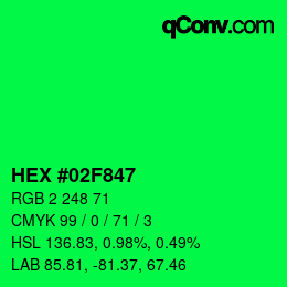 Color code: HEX #02F847 | qconv.com