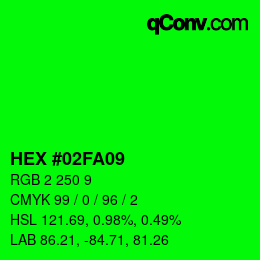 Color code: HEX #02FA09 | qconv.com