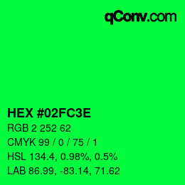 カラーコード: HEX #02FC3E | qconv.com