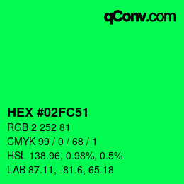 Color code: HEX #02FC51 | qconv.com