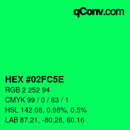 Código de color: HEX #02FC5E | qconv.com