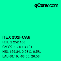 Color code: HEX #02FCA8 | qconv.com