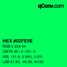Code couleur: HEX #02FE5E | qconv.com