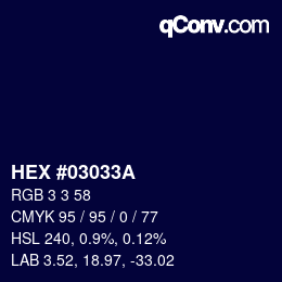 カラーコード: HEX #03033A | qconv.com