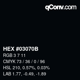Color code: HEX #03070B | qconv.com