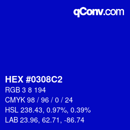 Color code: HEX #0308C2 | qconv.com