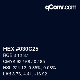 Color code: HEX #030C25 | qconv.com