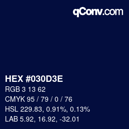 Color code: HEX #030D3E | qconv.com