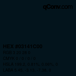 Color code: HEX #03141C00 | qconv.com