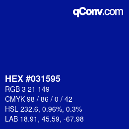 颜色代码: HEX #031595 | qconv.com