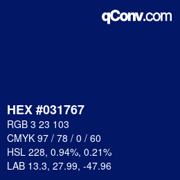 Color code: HEX #031767 | qconv.com