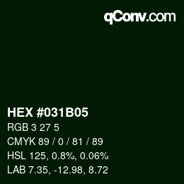 Color code: HEX #031B05 | qconv.com