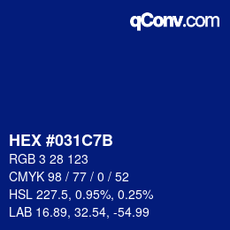 カラーコード: HEX #031C7B | qconv.com