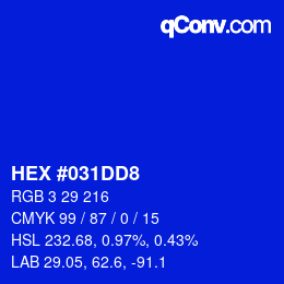 Color code: HEX #031DD8 | qconv.com