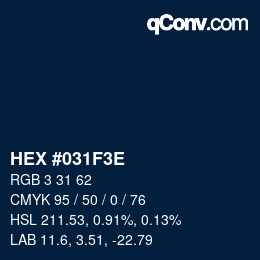 Color code: HEX #031F3E | qconv.com