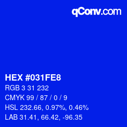 Color code: HEX #031FE8 | qconv.com
