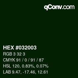 Color code: HEX #032003 | qconv.com