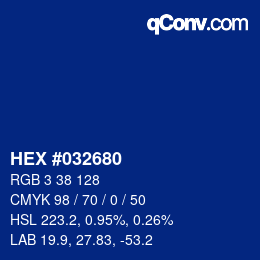 Color code: HEX #032680 | qconv.com