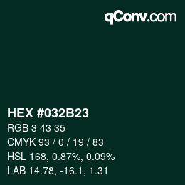 Color code: HEX #032B23 | qconv.com